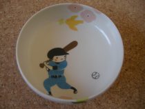野球の絵の離乳食碗(大）